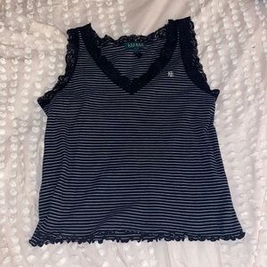 LIKE NEW Ralph Lauren Lace Black and White Top